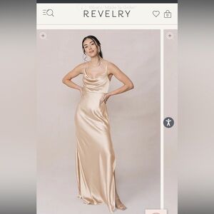 Revelry Skye Satin Bridesmaid dress - size 2 petite gold champagne